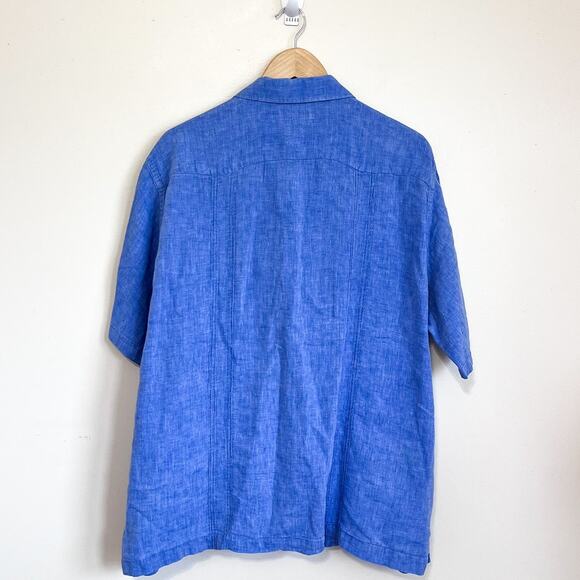 Daniel Cremieux Linen Mens Shirt Size XL Blue Chambray Preppy Button Up Work - Picture 2 of 6